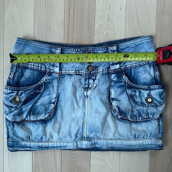 Y2K Banded Hem Denim Mini Skirt - Foxy Jeans (2000s) - Picture 4 of 8